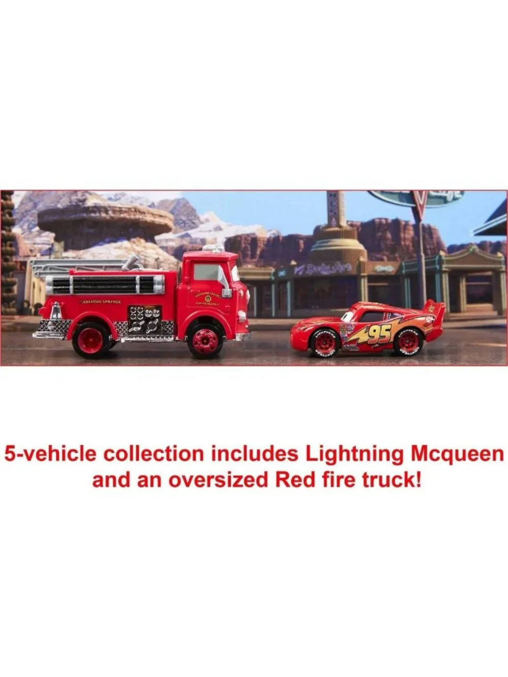 Collectible 5-Pack Toy Cars Set with Fire Truck - Disney Pixar Radiator Springs